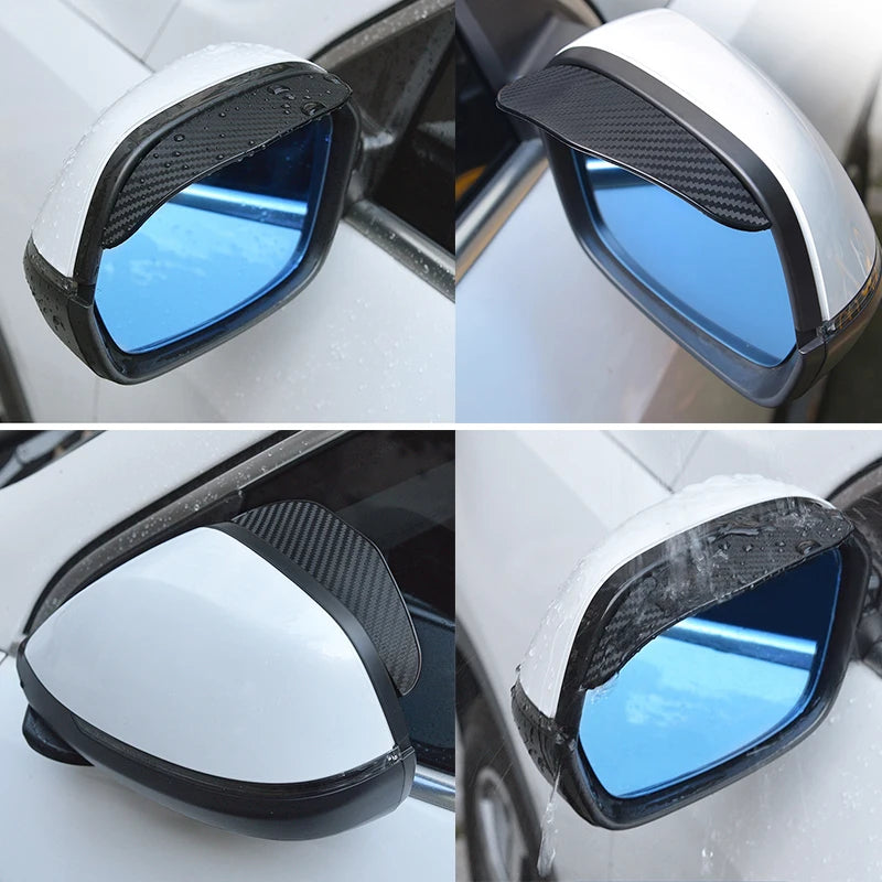 2Pcs Carbon Fiber Car Rearview Mirror Rain Shield Eyebrow Flexible Car Rearview Mirror Rain Shield Protector Eyebrow Rain Cover Beauty World Shop