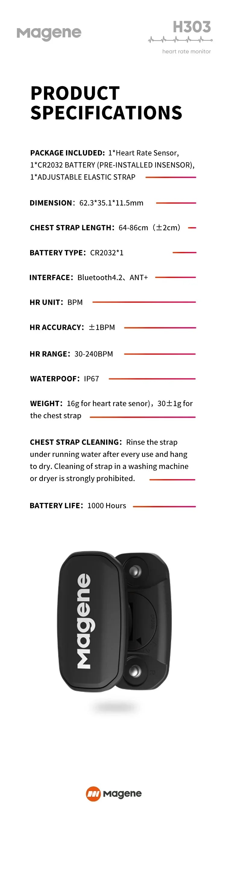 Magene H303 H64 Heart Rate Monitor Mover Sensor Dual ANT Bluetooth With Chest Strap Cycling Computer Bike Wahoo Garmin Sports Beauty World Shop