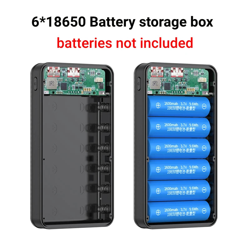 Dual USB Type C Power Bank Shell 5V DIY Shell 18650 Holder Cases Detachable Battery Charge Storage Box With camping lights