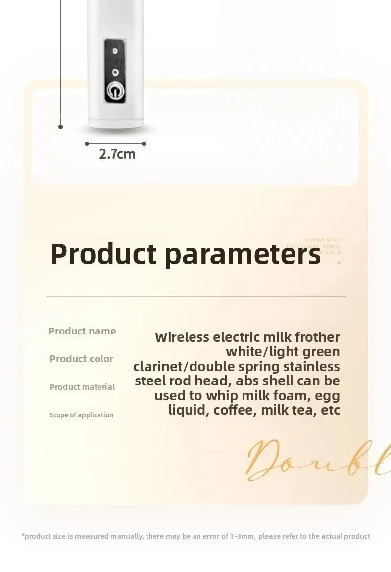 Wireless Milk Frother Electric Type-C Handheld Blender Stainless Steel Mini Coffee Maker Whisk Mixer For Coffee Cappuccino Cream Beauty World Shop