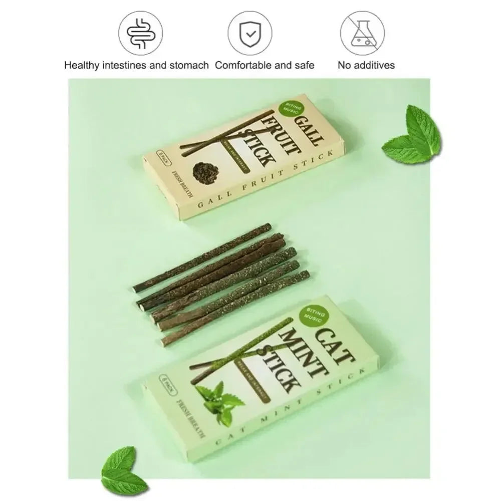 6pcs Natural Matatabi Cat Stick Mint Caught Bite Excited Rods Silvervine For Cat Teeth Cleaning Treating Pet Supply Cat Toys