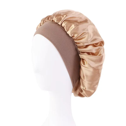 Wide-brimmed High Elastic Hair Band Female Pile Cap Autumn Lunar November Beauty Hair Care Hat Satin Nightcap Beauty Fashion