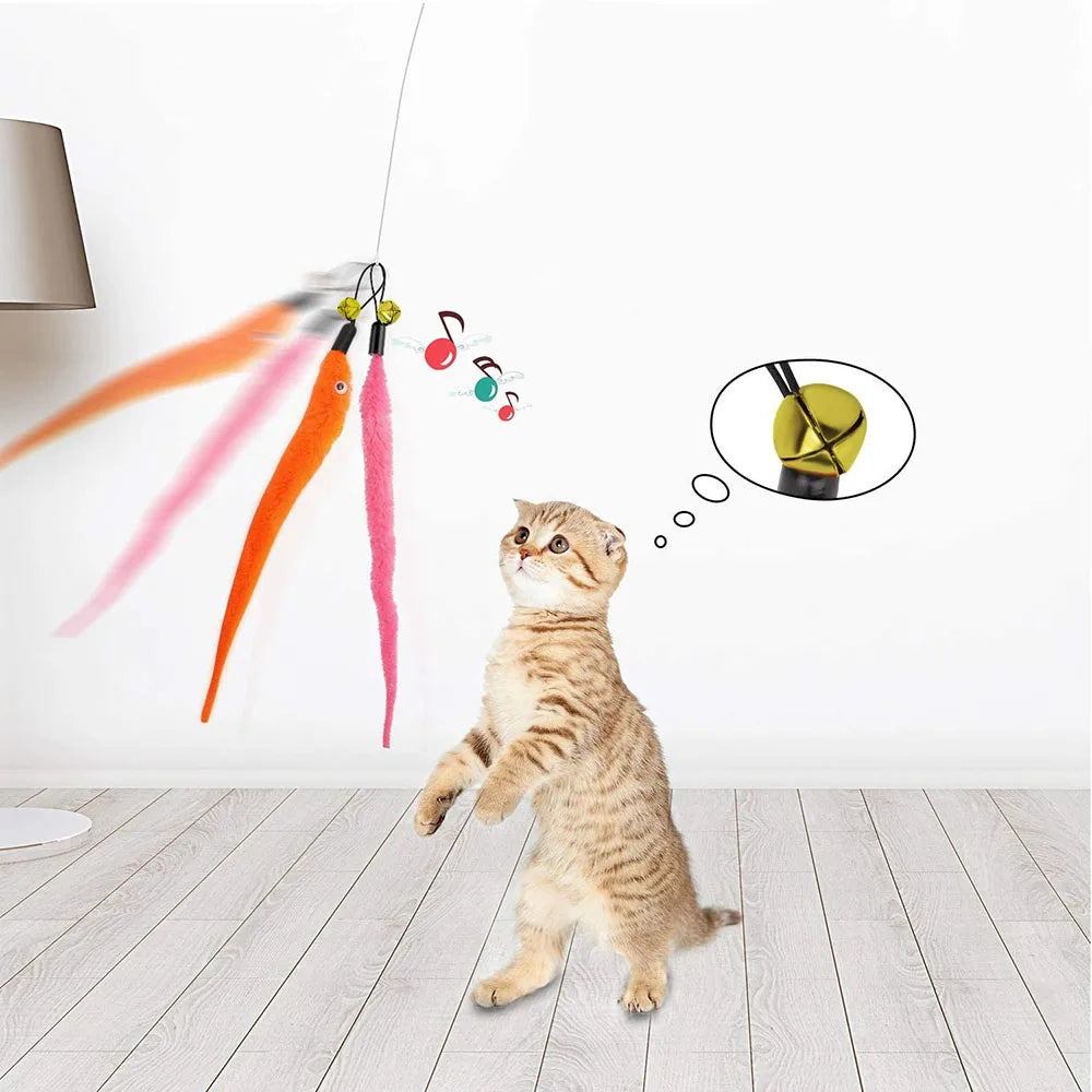 Replace Plush Cat Toy Accessories Worms Replacement Head Funny Cat Stick Pet Toys 5/10/6/11 Pcs Beauty World Shop