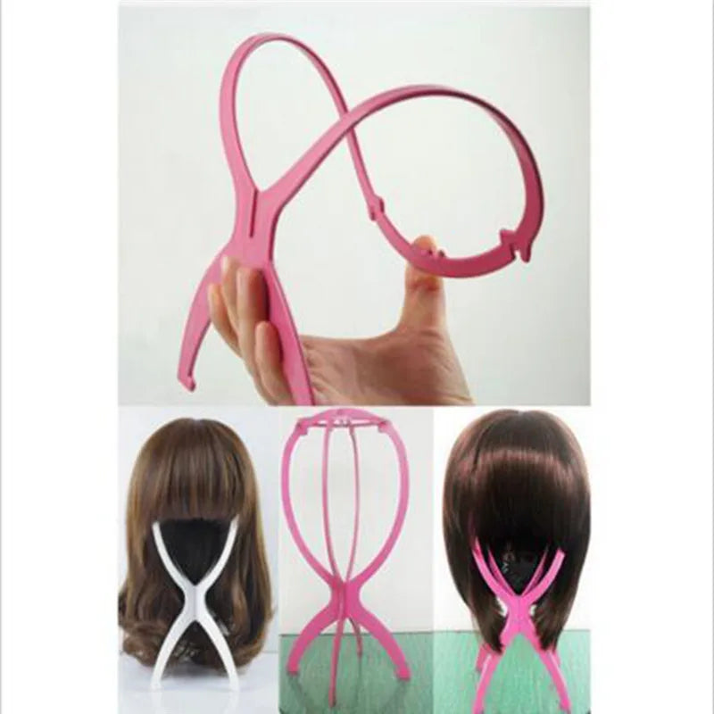 1pcs High Quality Wig Stand Multi-Purpose Use Hat Wig Hair Head Stand Foldable Flexible Plastic Wig Holder Beauty World Shop