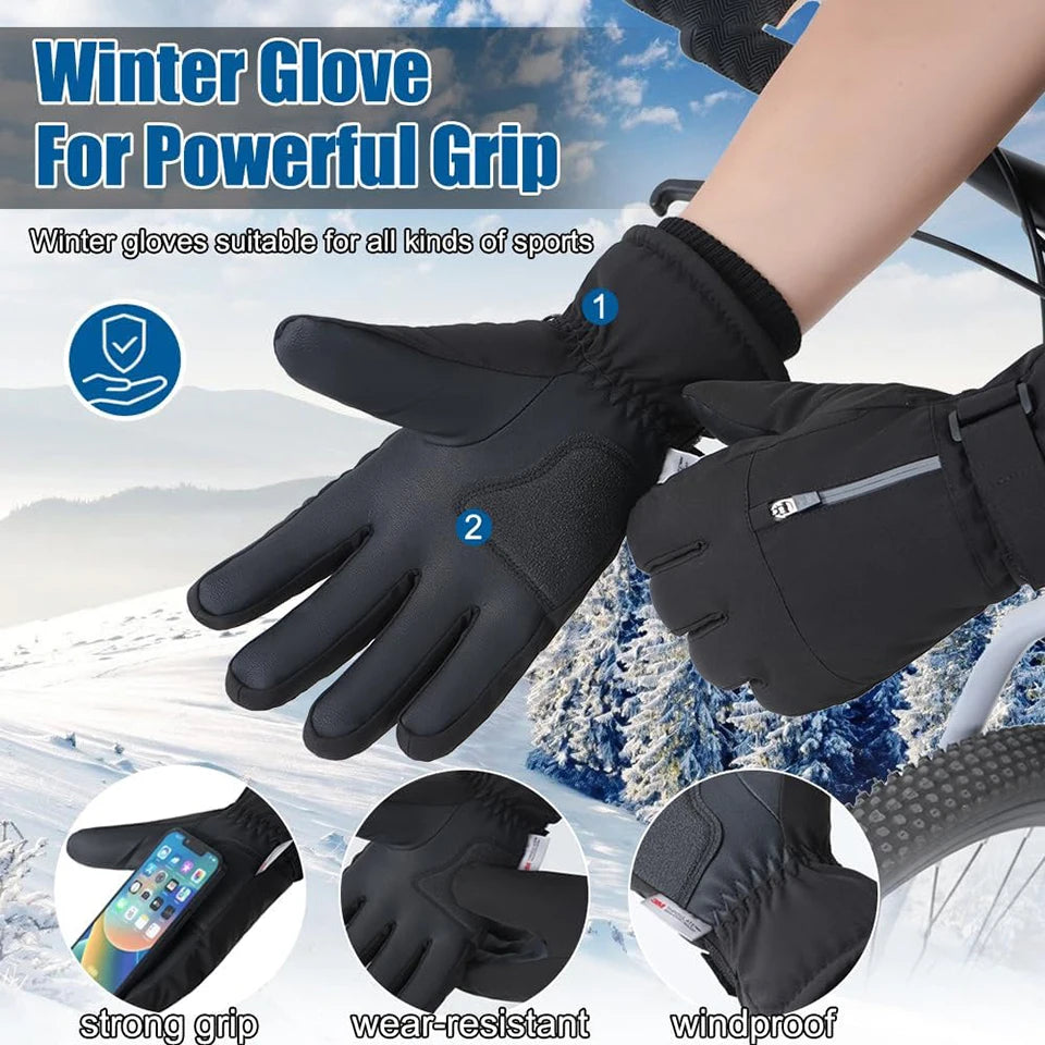 GTUBIKE Waterproof Men’s Women’s Winter Cycling Gloves Thermal Touchscreen Ski Gloves for Running Outdoor Sports Gloves Beauty World Shop