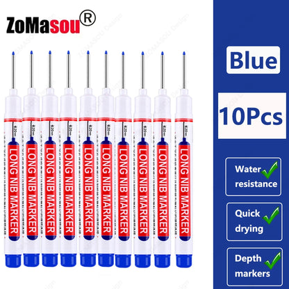 1-100Pcs 2cm Waterproof Long Head Markers Deep Hole Marker Pen for Metal Carpenter Red/Black/Blue/Green Ink Woodworking Tools Beauty World Shop