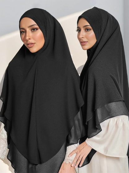 1pc Ready to Wear Instant Hijabs Double layered Chiffon Solid Headscarf Foulard Femme Musulman Shawl Wrap Bandana Beauty World Shop