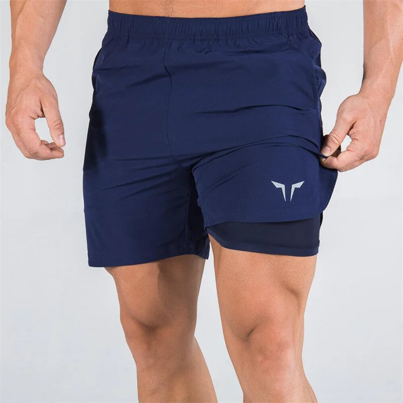 double-deck fitness sports shorts men summer slim quick drying breathable woven Shorts Men's sweatpants training gym clothing Beauty World Shop