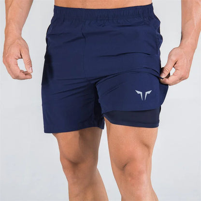 double-deck fitness sports shorts men summer slim quick drying breathable woven Shorts Men's sweatpants training gym clothing Beauty World Shop