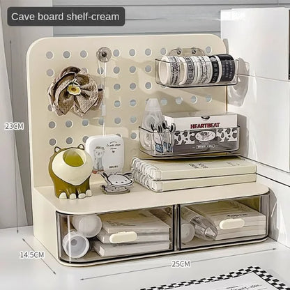 1 Pcs Desktop Perforated Board Storage Box Stationery Sorting Rack Desk Office Cosmetics Storage Rack Pen Holder Beauty World Shop
