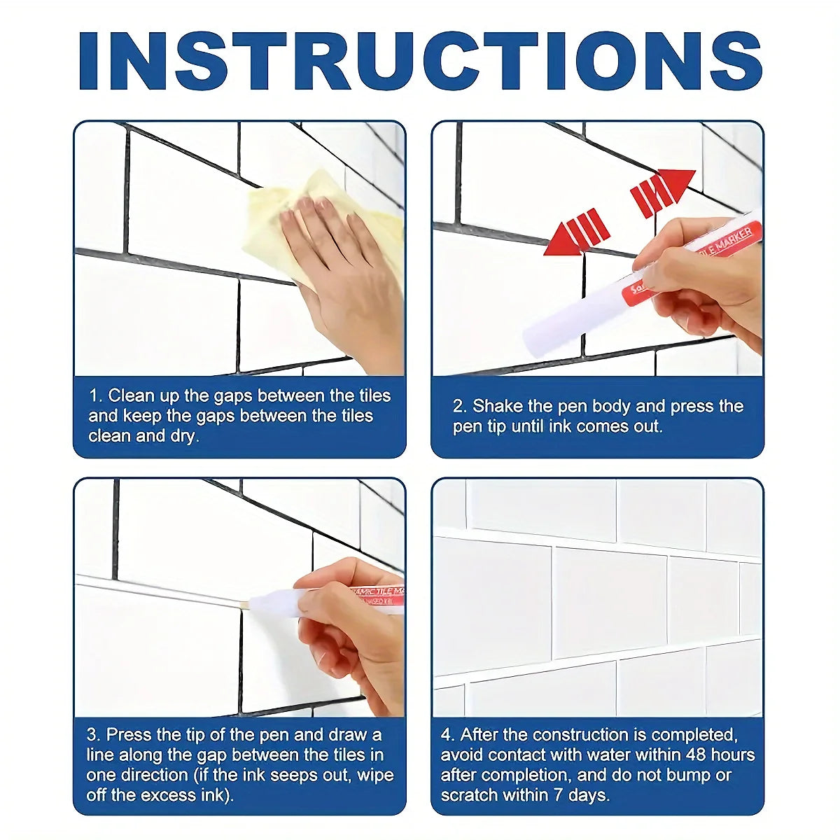 1pc Waterproof Tile Marker Grout Pen Wall Seam Pen For Tiles Floor Bathroom Decontamination Seam Repair Tools, For Hotel Beauty World Shop