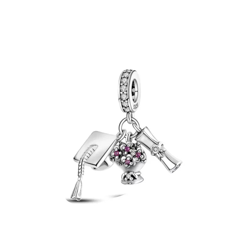 2025 New S925 Silver Spring Ball Bear Cross Pendant Suitable for Original Bracelets DIY Accessories Women's Charm Jewelry Gifts Beauty World Shop