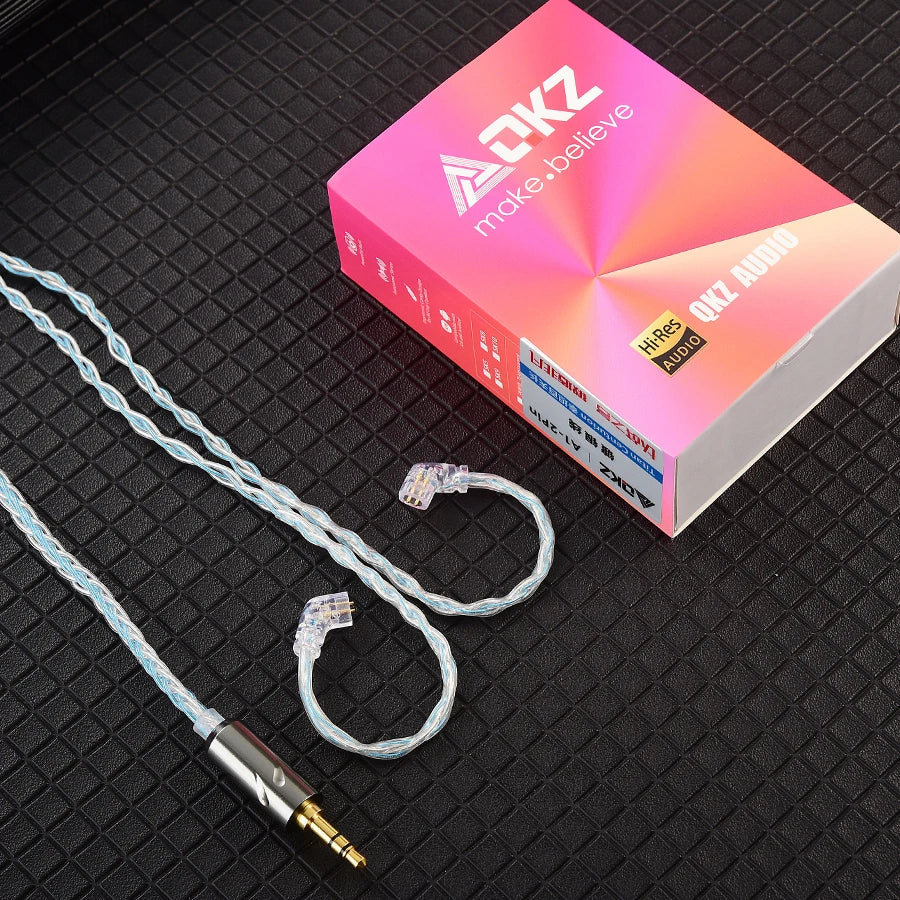 QKZ T1 Earphone Cable QDC Type Copper Silver-plated Upgrade Cable 3.5mm Wired Headphones For KZ ZSN PRO ZS10 pro EDX TRN CCA