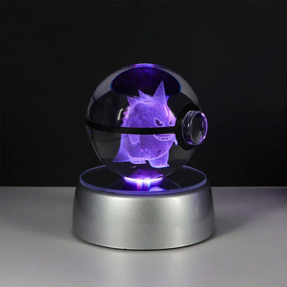 Pokemon Crystal Ball Pikachu Gengar Eevee Mewtwo Lacario Anime Game Pokeball Led Night Light Base Kids Birthday Gift Home Decor Beauty World Shop