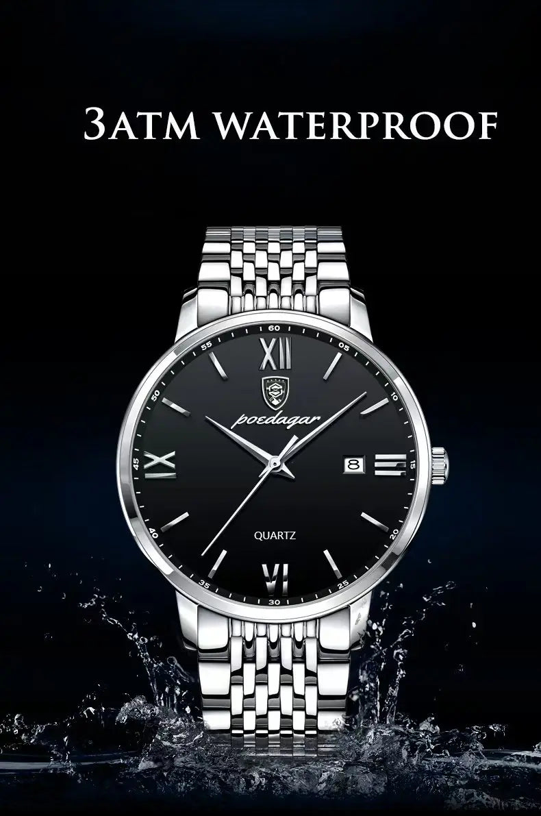 POEDAGAR Luxury Sports Men's Wristwatch Stainless Steel Waterproof Date Man Watch High Quality Casual Fashion Quartz Men Watches Beauty World Shop