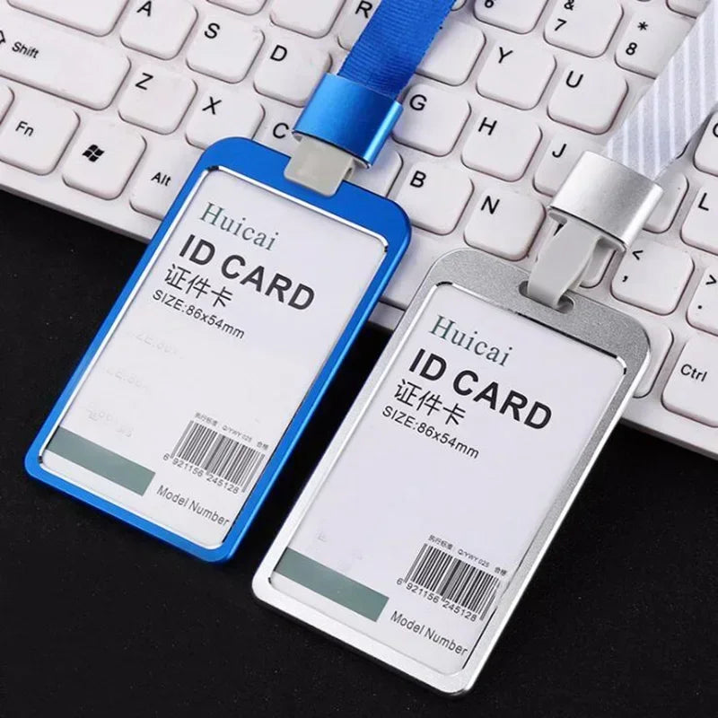1 Pcs Aluminum Alloy Card Cover Case Bank Business Work Card Holder with ABS Retractable Badge Reel Credit ID Card Badge Bag Beauty World Shop
