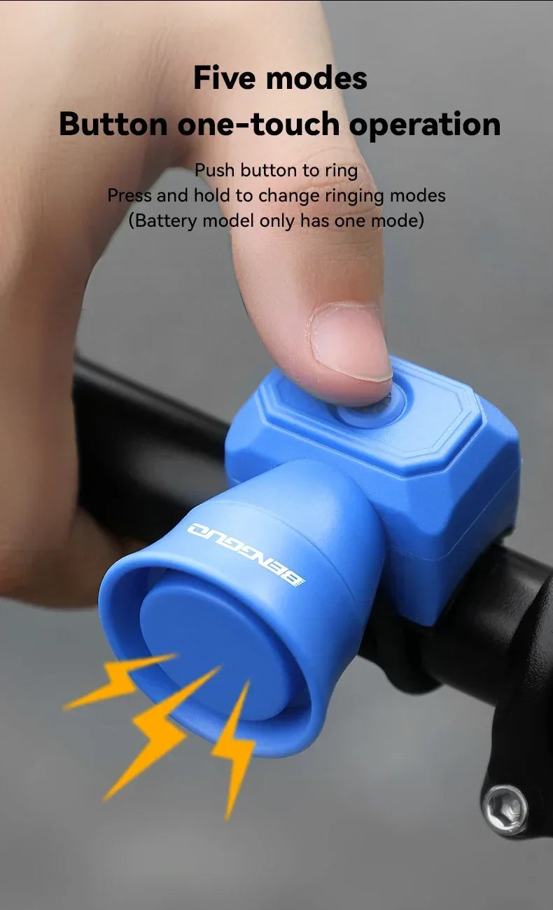 Bicycle Horn Mountain Bike Battery/USB Charging Waterproof Electronic Bike Bell Riding Equipment Children's Scooter Accessories Beauty World Shop