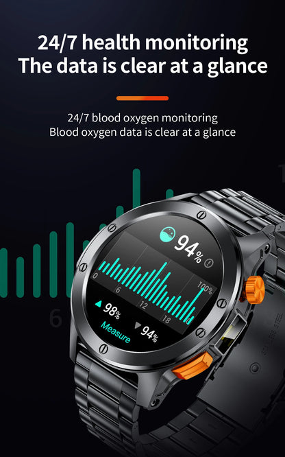 LIGE Fashion Smart Watch Men Voice Assistant Bluetooth Call Heart Rate Monitoring IP68 Waterproof LED Flashlight Men SmartWatch