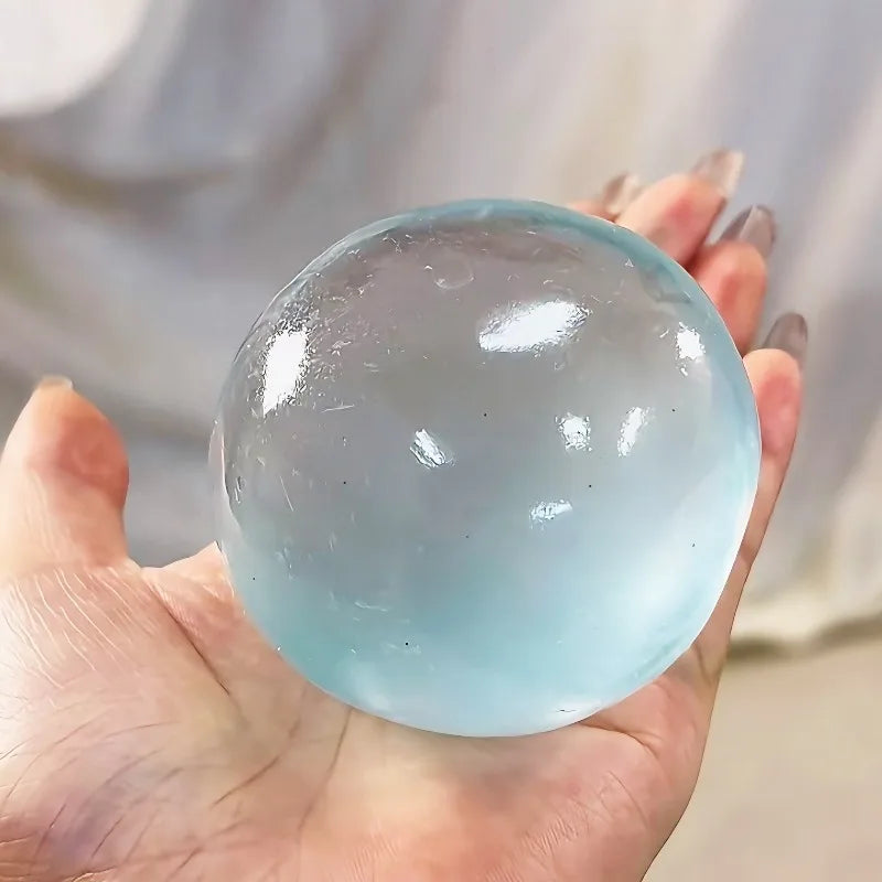 Blue Maltose Squishy Toy Cute Mochi Anti Stress Fidget Toy Soft Simulated Bule Transparent Ball Quick-rebound Decompression Toy Beauty World Shop
