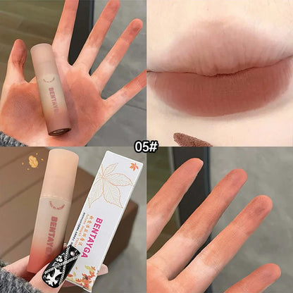 BENTAYGA Autumn Velvet Lip Mud — Matte Finish, Skin-Tone Enhancing Lip Tint, Versatile Nude Makeup, Budget-Friendly for Students Beauty Trend Shop