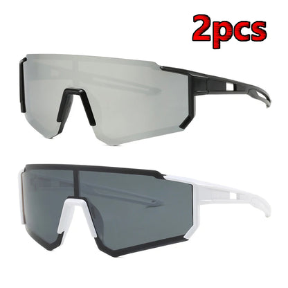 Hiking 2pcs Cycling Anti Light Glasses Men Women UV400 Sandproof Eye Protector Shades Outdoor Sports Goggle Anti Radiation Lens Beauty World Shop