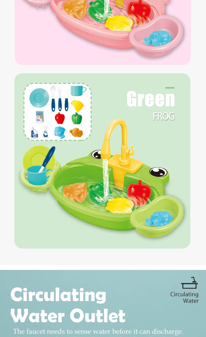 Dishwasher Toys, Kitchen Sink Electric Playing with Running Water  Automatic Water Cycle System Simulated kitchen accessories Beauty World Shop