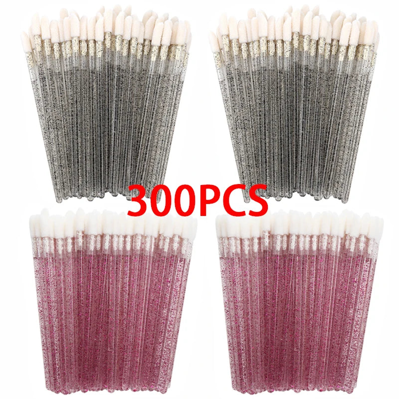 100/300PCS Crystal Lip Brush Lipstick Gloss Applicator Wands Wholesale For Eyelashes Extension Tool Kits Makeup Accessories Beauty World Shop