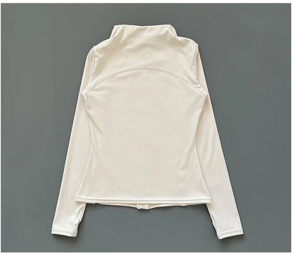 Quick Dry Stand Up Collar Fitness Jacket For Women Slim-Fit Zipper Yoga Wear Long Sleeve Breathable Running Sports Cycling Top Beauty World Shop