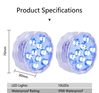 10 LED RGB Underwater Lights with Magnetic Suction Cups 16 Color Lights Fish Tank Pool Underwater Lighting Plant Grow Lights Beauty World Shop