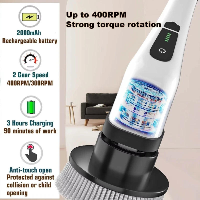 Cordless Spin Scrubber Electric Multipurpose Cleaning Brush for Kitchen Bathroom Toilet - Household Hair Brushes And Mops Beauty World Shop