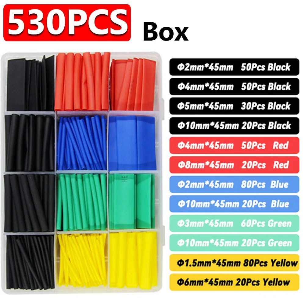 1060/530/127PCS Heat Shrink Tubing kit 2:1 Shrinkable Wire Shrinking Wrap Wire Connect Cover Cable Repair Protection Beauty World Shop