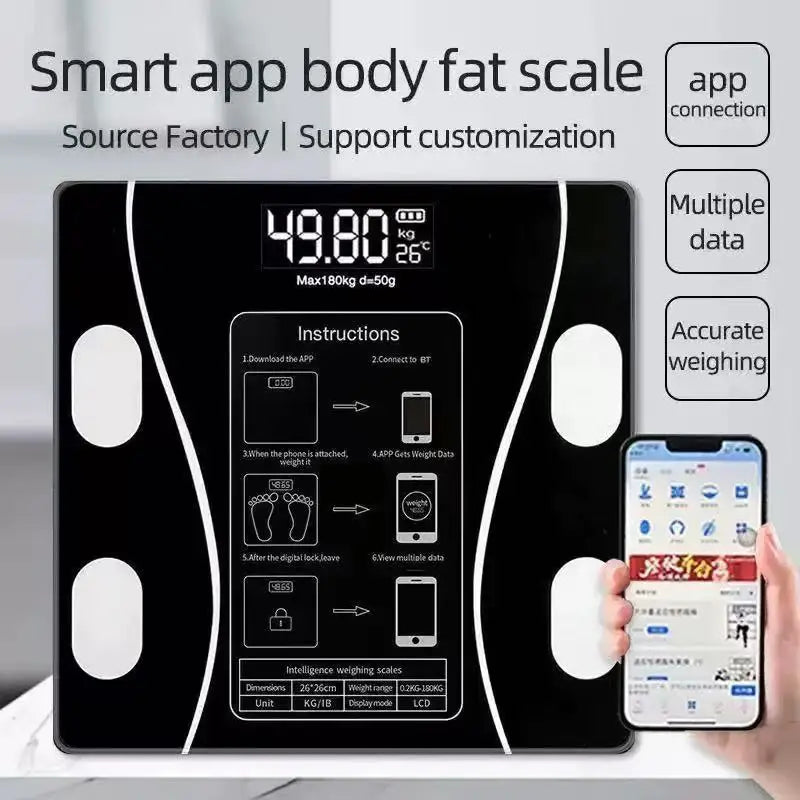 Body Fat Scale Smart Wireless Digital Bathroom Weight Scale Body Composition Analyzer With Smartphone App Bluetooth-compatible Beauty World Shop