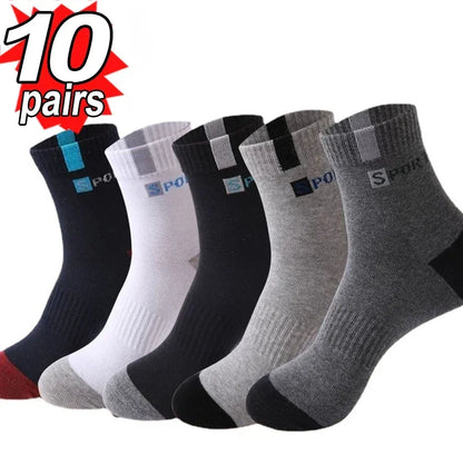 10/5/3pairs Breathable Con Sports Stockings Men Bamboo Fiber Autumn and Winter Men Socks Sweat Absorption Deodorant Business Sox Beauty World Shop