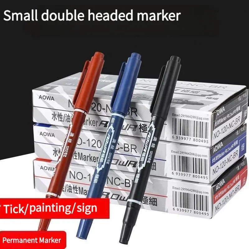 10Pcs/set Double Tip Art Black Blue ink Permanent Paint Marker Pen for Plastic Wood Stone Metal Glass Doodling Marking Graffiti Beauty Trend Shop