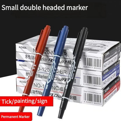 10Pcs/set Double Tip Art Black Blue ink Permanent Paint Marker Pen for Plastic Wood Stone Metal Glass Doodling Marking Graffiti Beauty Trend Shop