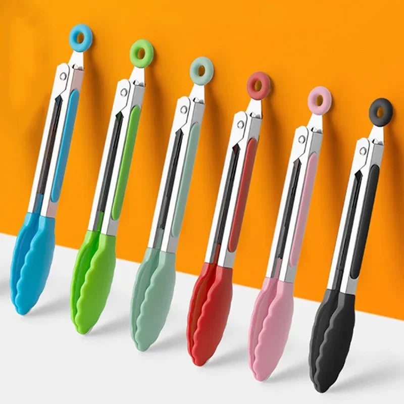 7 Inch Food Tongs Creative Non-slip BBQ Grilling Tongs Salad Bread Cooking Clip Clamp Serving Utensils Tongs Kitchen Accessories Beauty Trend Shop
