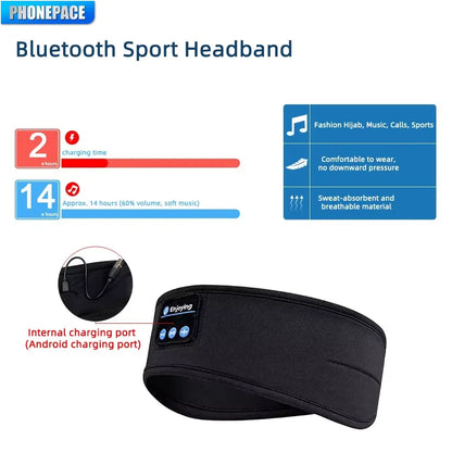HOMEFISH BT Earphones Sports Sleeping Headband Elastic Wireless Headphones Music Eye Mask Wireless Bluetooth Headset Headband Beauty World Shop
