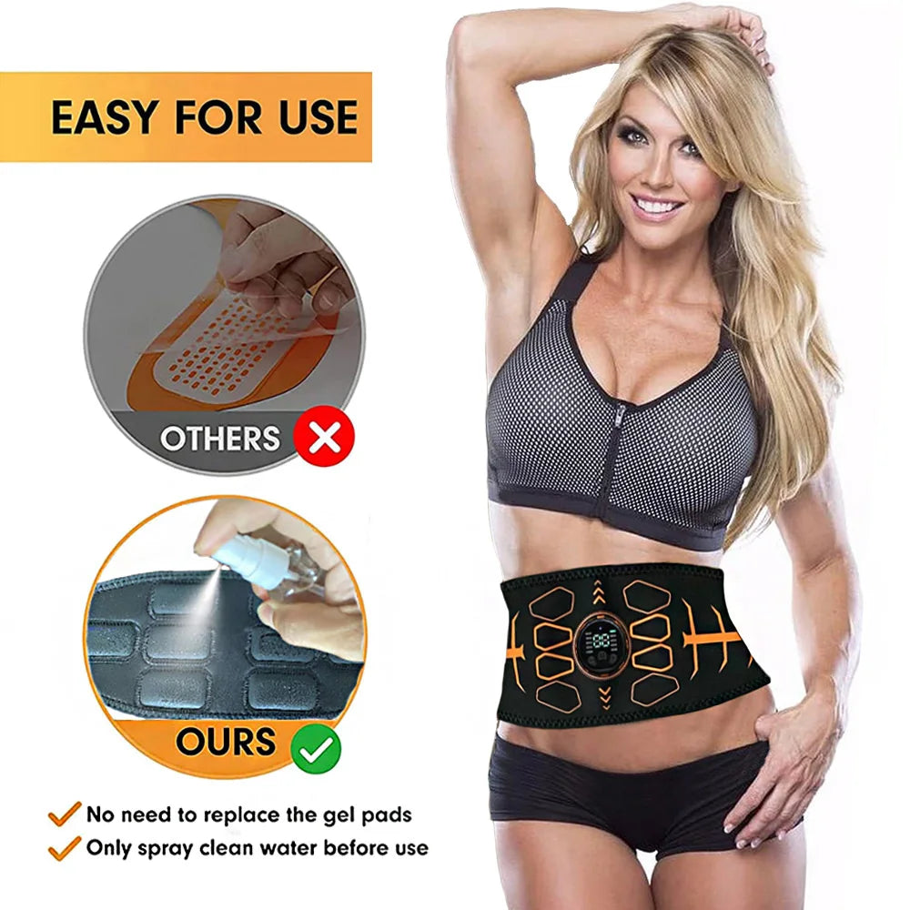 Muscle Toner Smart Abdominal Toning Belt EMS Muscle Stimulator Ab Trainer USB Charge Body Massager Weight Loss Fitness Equipment Beauty World Shop