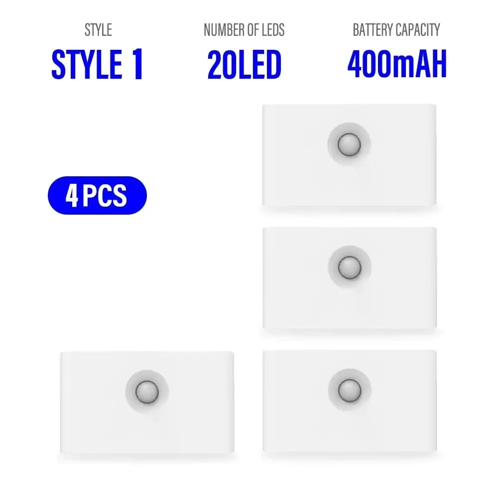 Mini LED Intelligent Sensor Night Light Wireless USB Rechargeable Motion Sensor Wall Light for Bedroom Corridor Cabinet Lighting Beauty World Shop