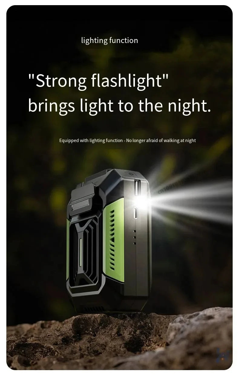 HOMFISH Personal Belt Clip Fan Portable Power Bank Flashlight Wearable Fan Hanging Neck Fan for Outdoor Works Hiking Camping Beauty World Shop