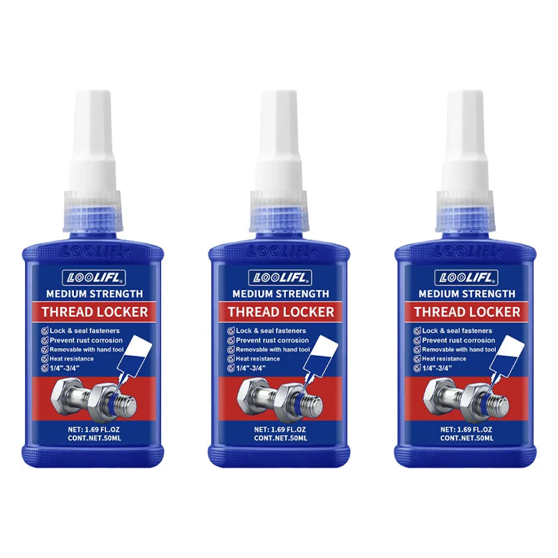 LOOLIFL Blue Thread Locker 243 Nuts-Bolts Locker, Screw Adhesive Lock Tight Seal Fasteners Anaerobic Curing Metal Glue,Rustproof Beauty World Shop