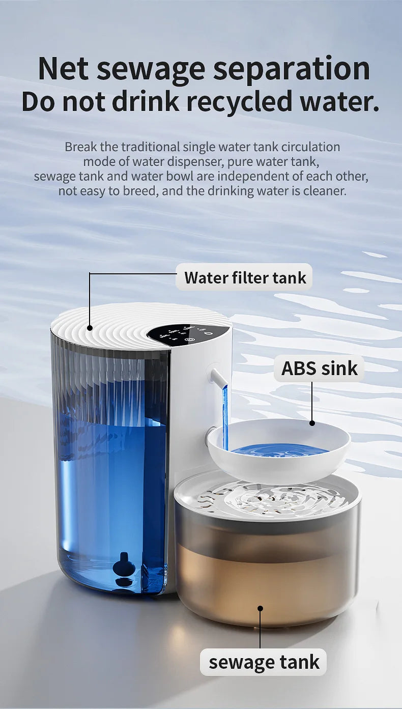 3L Wireless Automatic Pet Water Fountain Rechargeable Dump Water Feeder Timed Smart Cat & Dog Water Dispenser No filter required