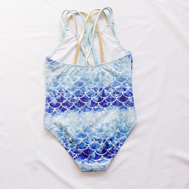 Fishscale Bandage Girls Kids Swimsuit 2026 Shell Shape Embroidery Children Girls One Piece Swimwear Beach Wear Monokini Beauty World Shop
