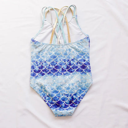 Fishscale Bandage Girls Kids Swimsuit 2026 Shell Shape Embroidery Children Girls One Piece Swimwear Beach Wear Monokini Beauty World Shop