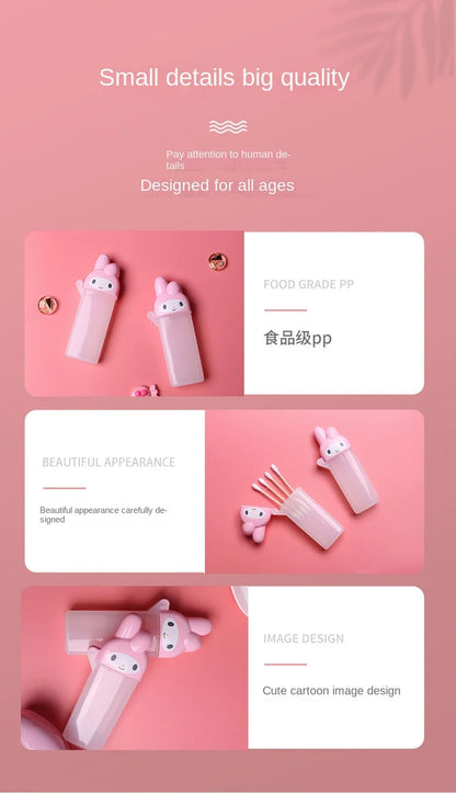 Cute Sanrio Hello Kitty Storage Box Kawaii Anime My Melody Toothpick Cosmetic Swab Storage Box Portable Travel Mini Container Beauty World Shop