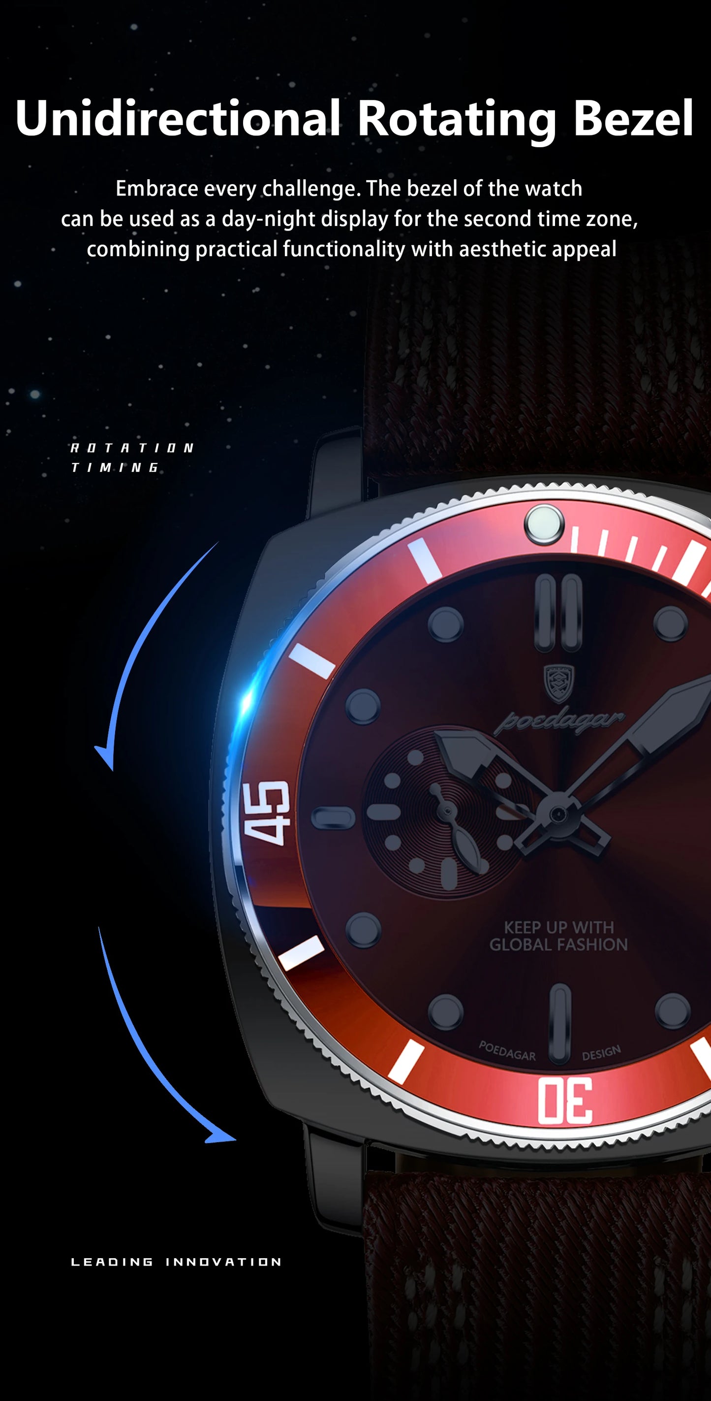 POEDAGAR Luxury Fashion Man Watch Luminous Waterproof Date Sport Watches For Men Nylon Leather Quartz Business Men's Clock Reloj Beauty World Shop
