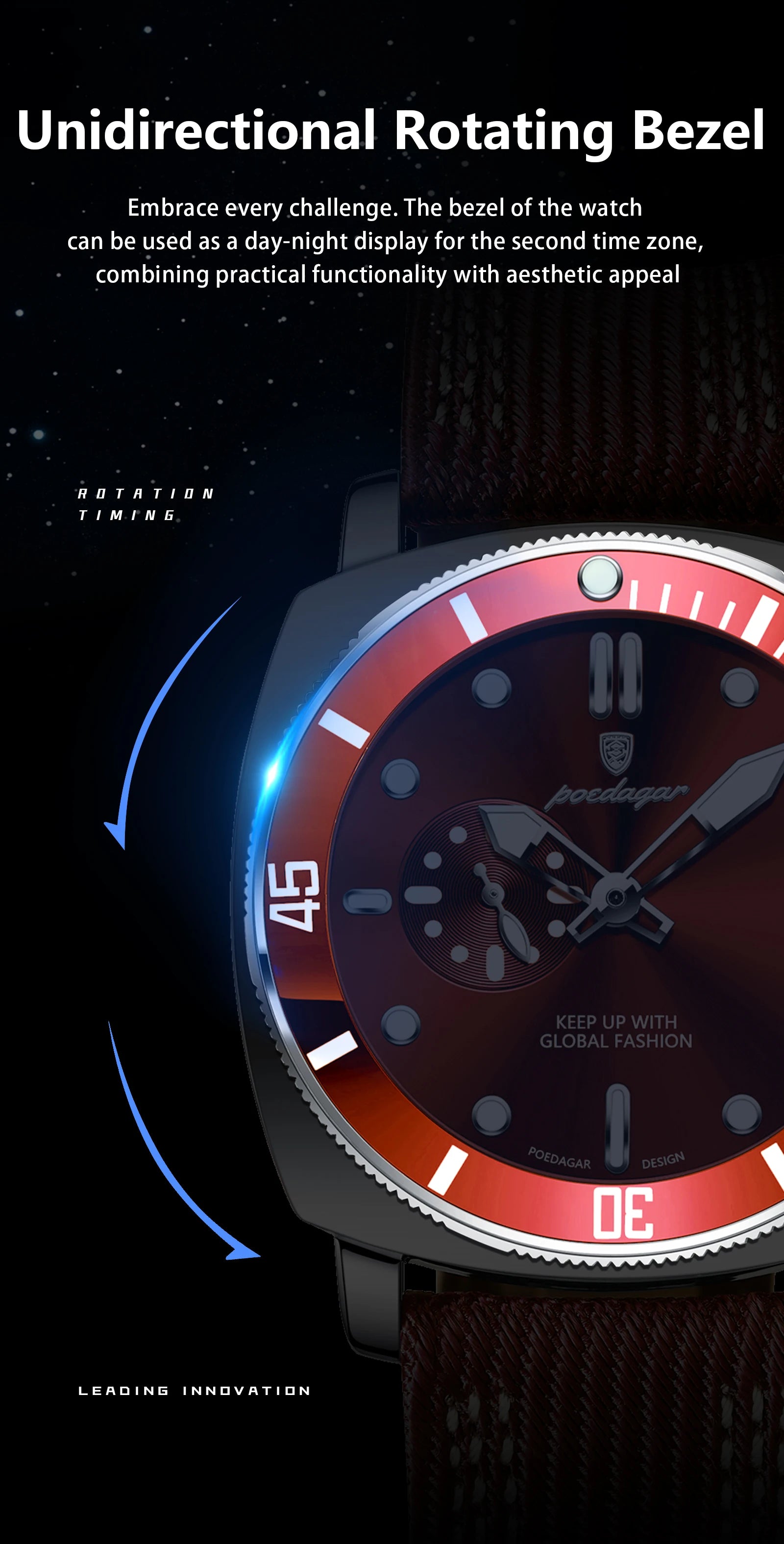 POEDAGAR Luxury Fashion Man Watch Luminous Waterproof Date Sport Watches For Men Nylon Leather Quartz Business Men's Clock Reloj Beauty World Shop