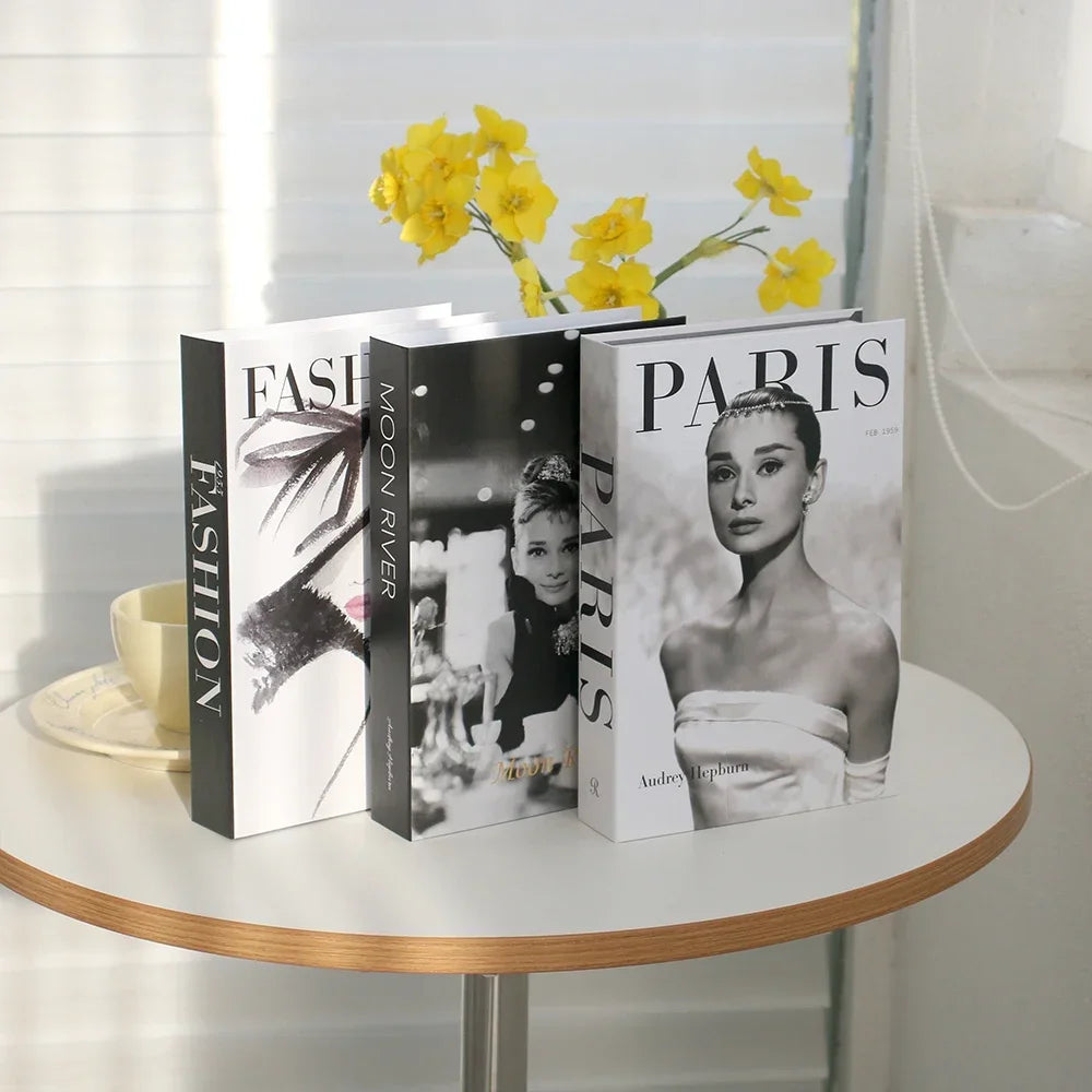 3Pcs Foldable Fashion Fake Books Living Room Decoration Designer Books Coffee Table Ornaments Club Hotel Room Villa Prop Books Beauty World Shop