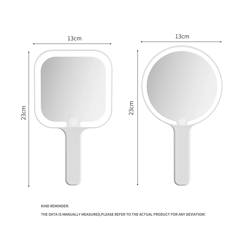 LED Smart Makeup Mirror Hand-held Carry 3 Colors Adjust Bright with Touch Screen Cosmetic Tabletop Vanty Mirror Travel Home Use Beauty World Shop