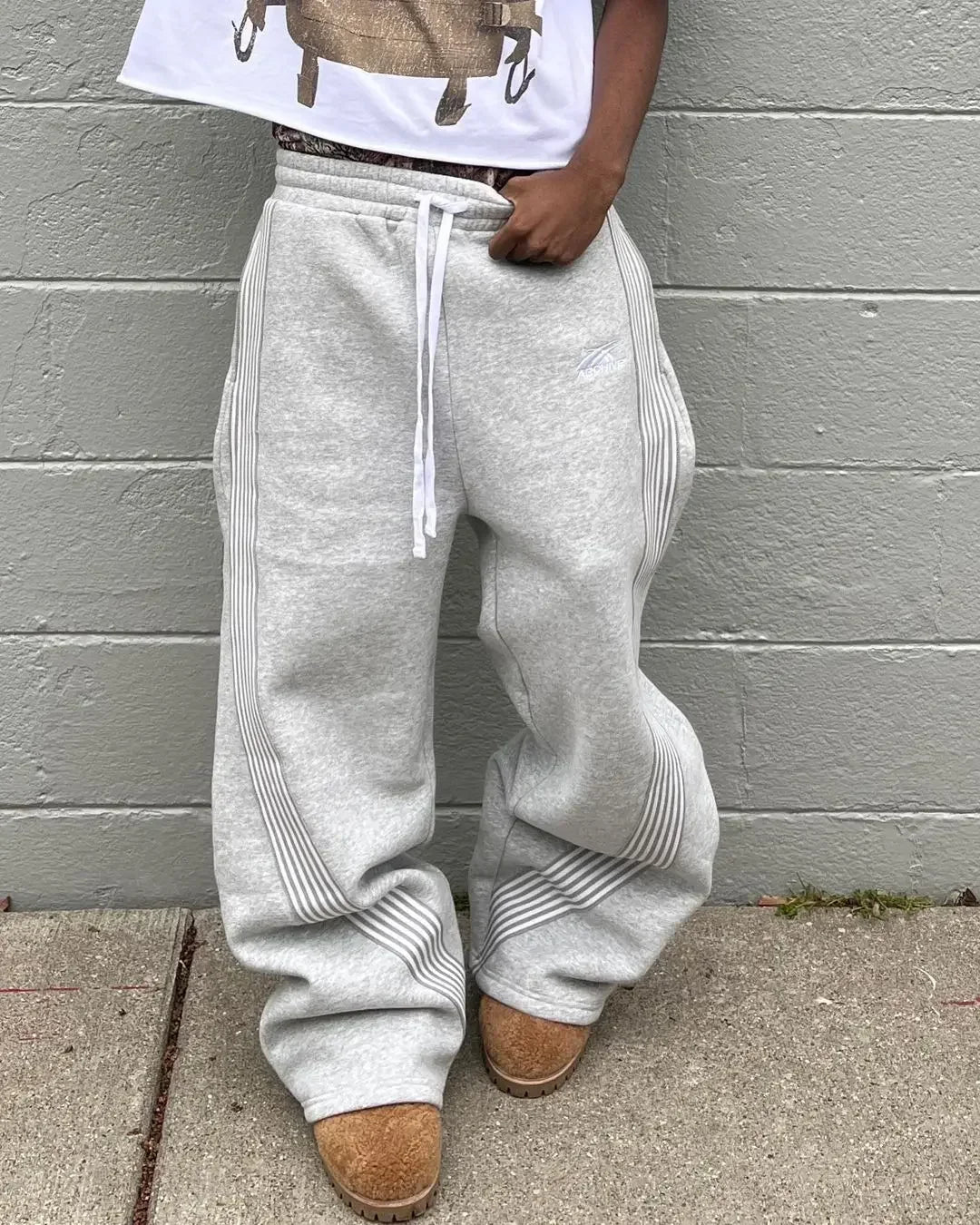 Casual Grey Embroidered Trousers Y2k Running Lace Chandelier Trousers Functional Tactics Camouflage for Men and Women Beauty World Shop